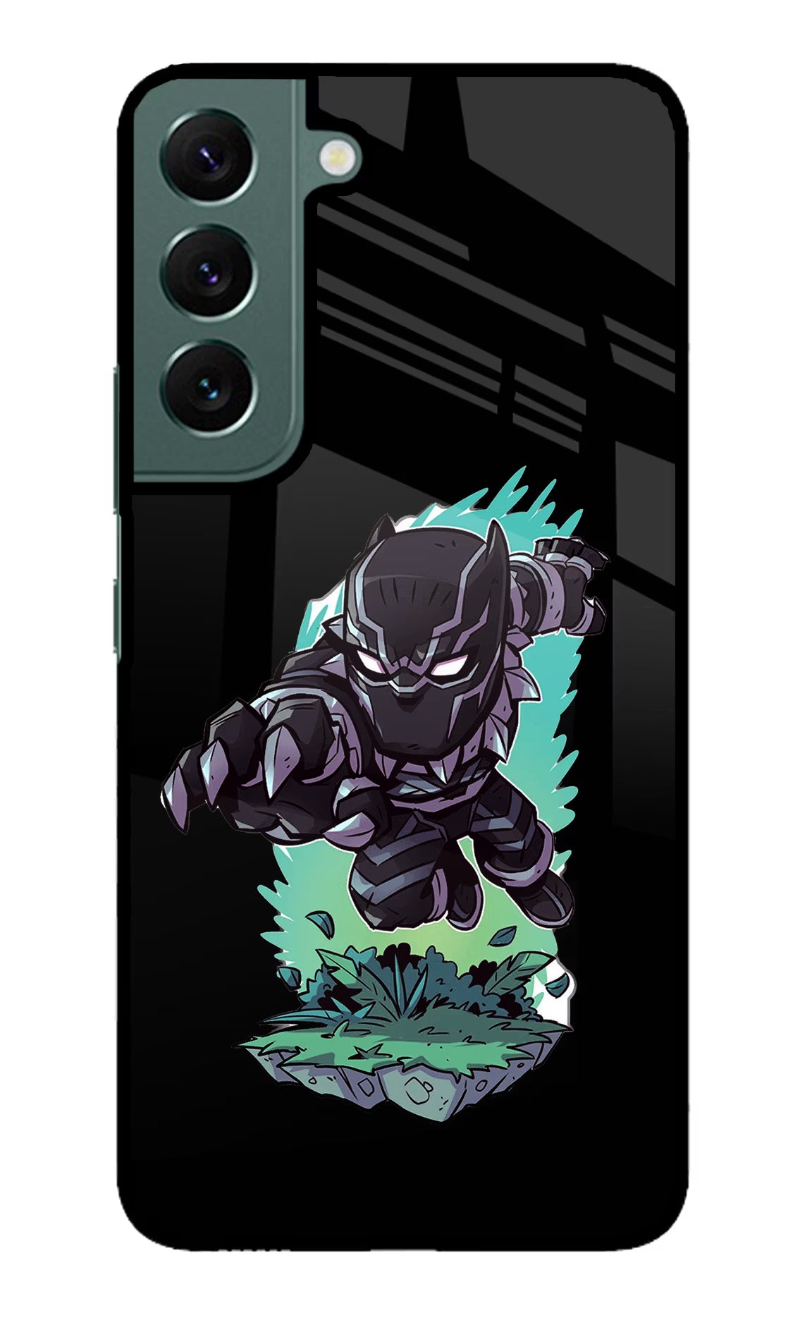 Black Panther Samsung S22 Glass Case Back Cover by Casekaro