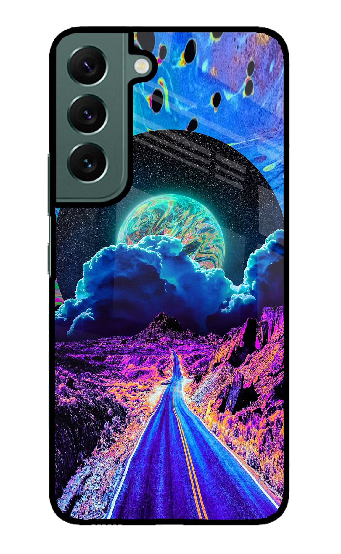 Psychedelic Painting Samsung S22 Glass Case Back Cover by Casekaro
