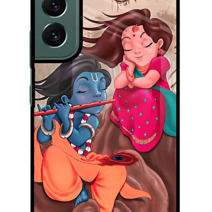 Radhe Krishna Samsung S22 Glass Case Back Cover by Casekaro