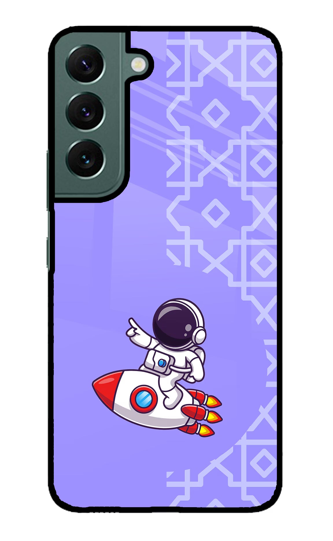 Cute Astronaut Samsung S22 Glass Case Back Cover by Casekaro