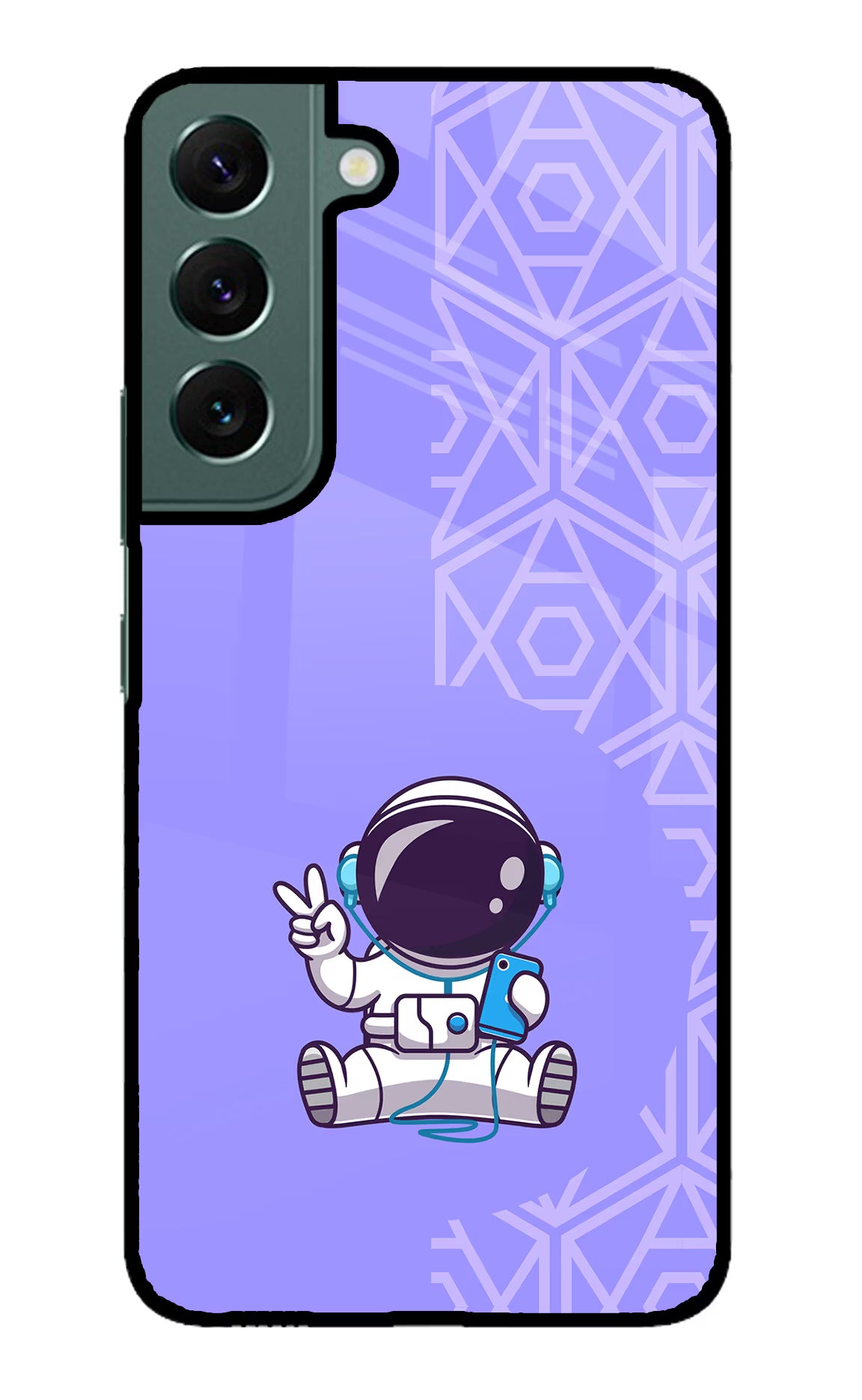 Cute Astronaut Chilling Samsung S22 Glass Case Back Cover by Casekaro