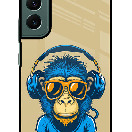 Monkey Headphone Samsung S22 Glass Case
