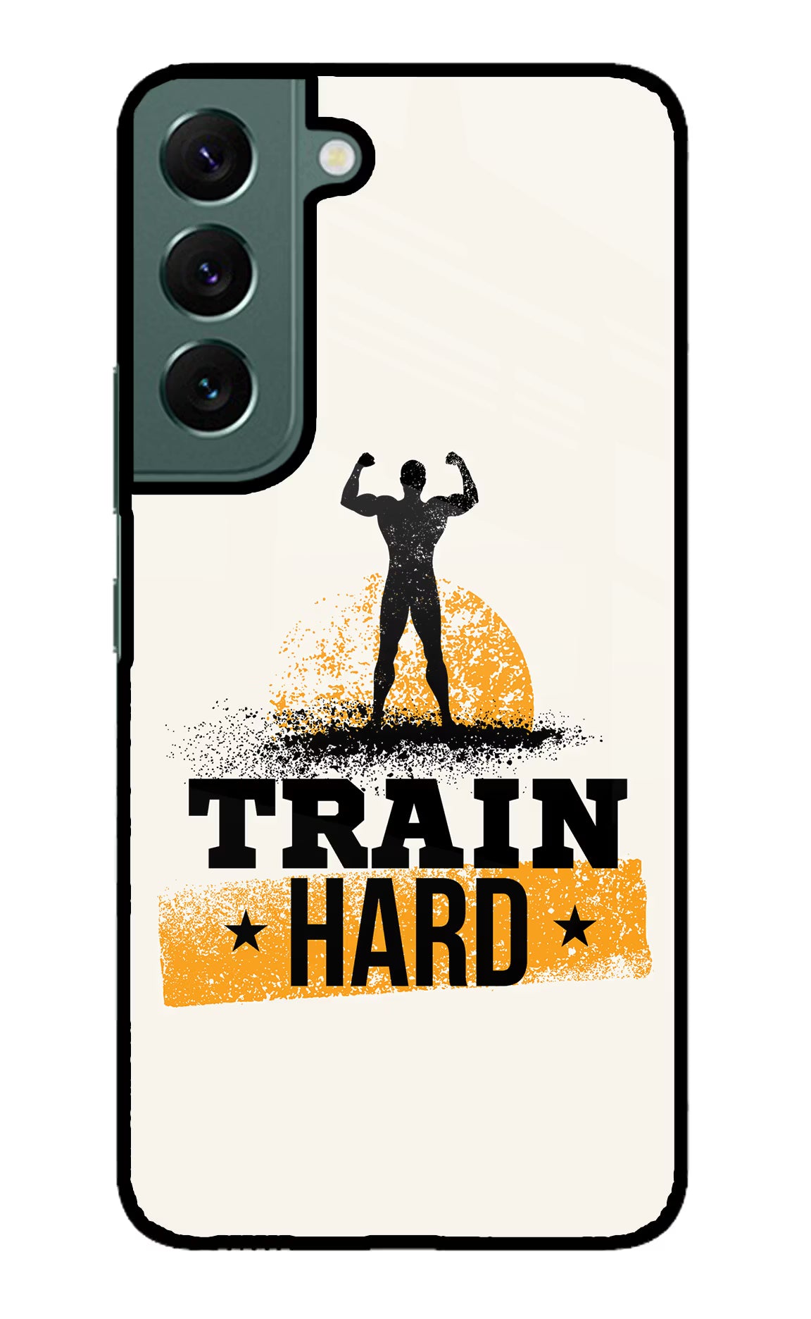 Train Hard Samsung S22 Glass Case Back Cover by Casekaro