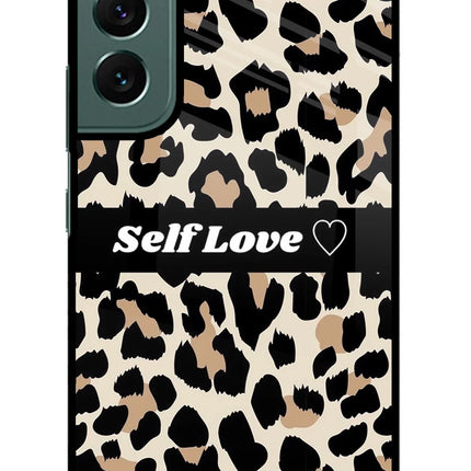 Leopard Print Self Love Samsung S22 Glass Case