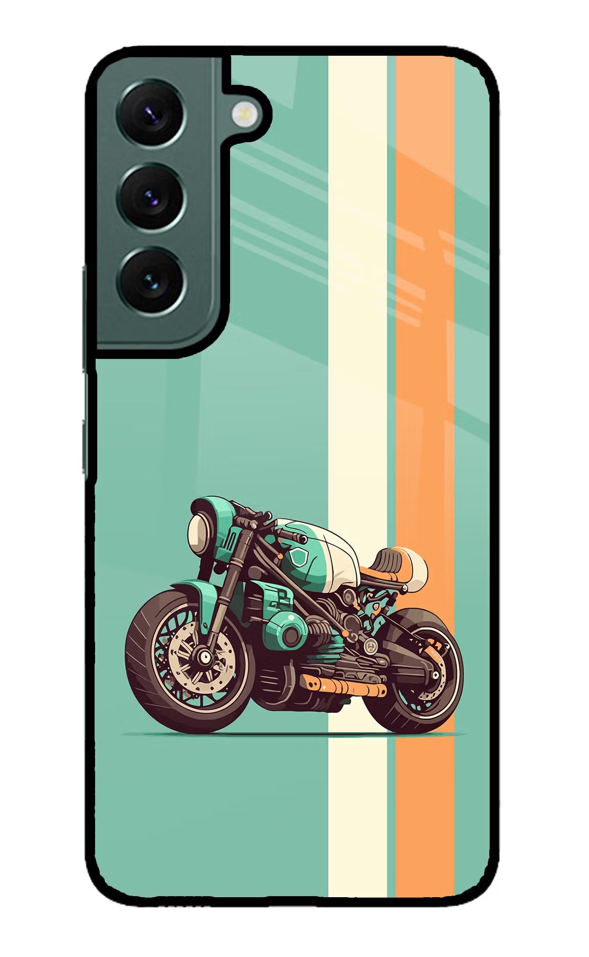 Striped Moto Drift Samsung S22 Glass Case