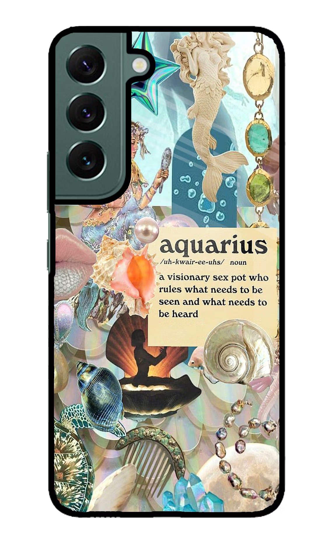 Aquarius Zodiac Samsung S22 Glass Case Back Cover by Casekaro