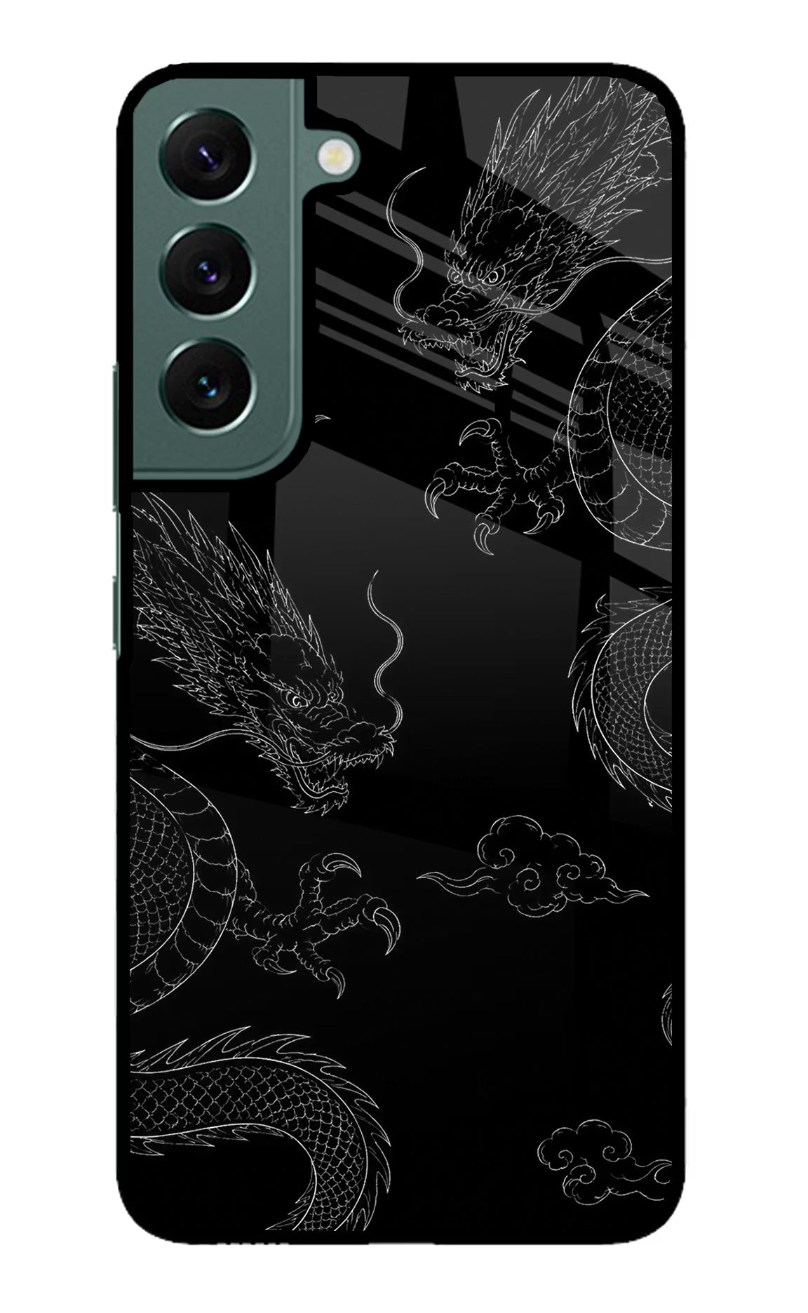 Twin Dragons Samsung S22 Glass Case Back Cover by Casekaro