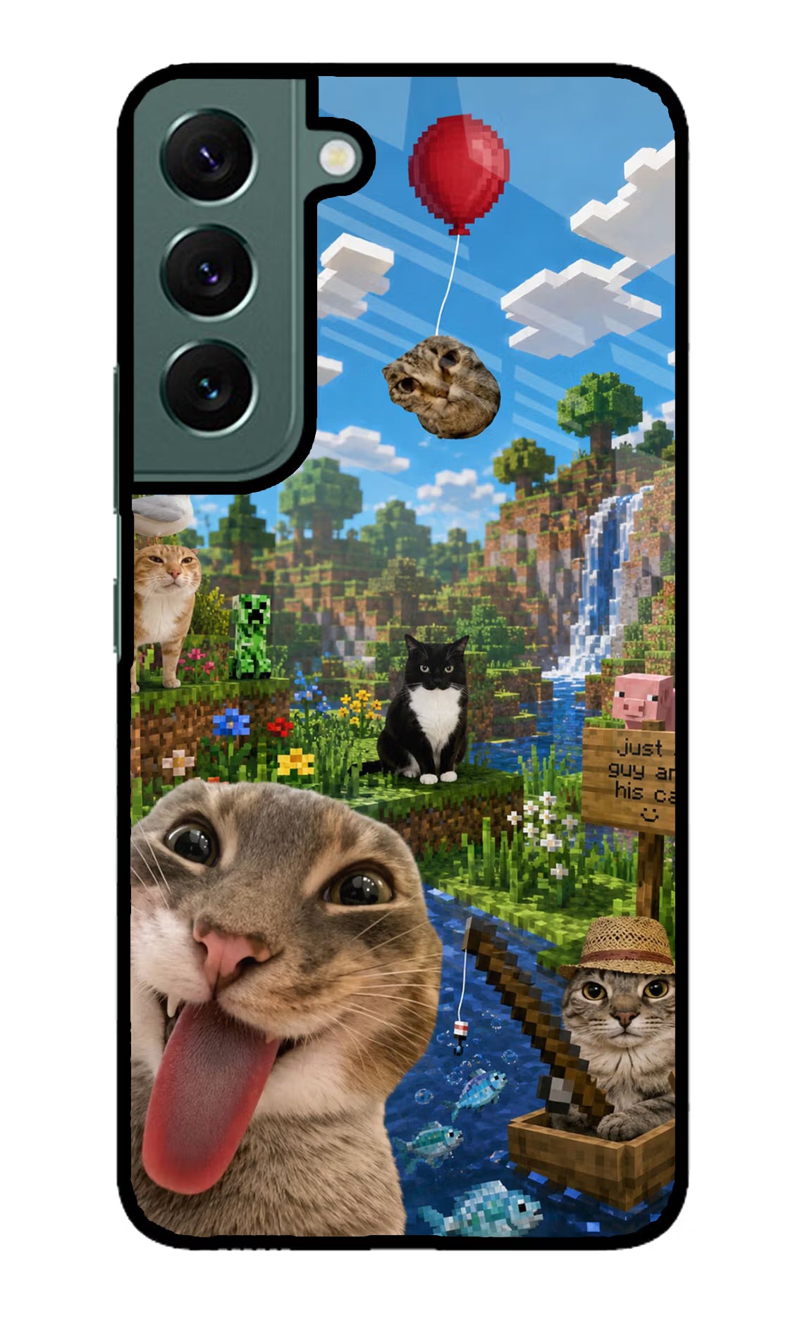 Minecraft Cat Chaos Samsung S22 Glass Case