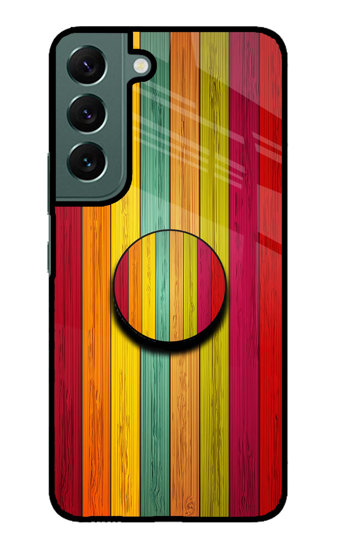 Multicolor Wooden Samsung S22 Glass Case