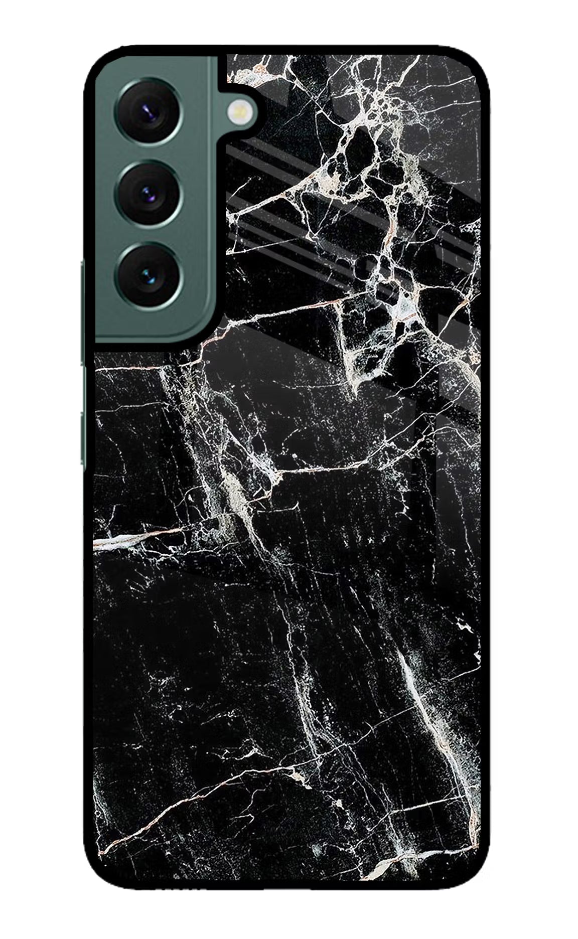 Black Marble Texture Samsung S22 Plus Glass Case Back Cover by Casekaro