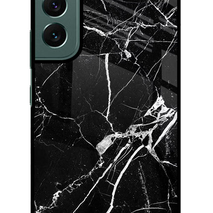 Black Marble Pattern Samsung S22 Plus Glass Case Back Cover by Casekaro