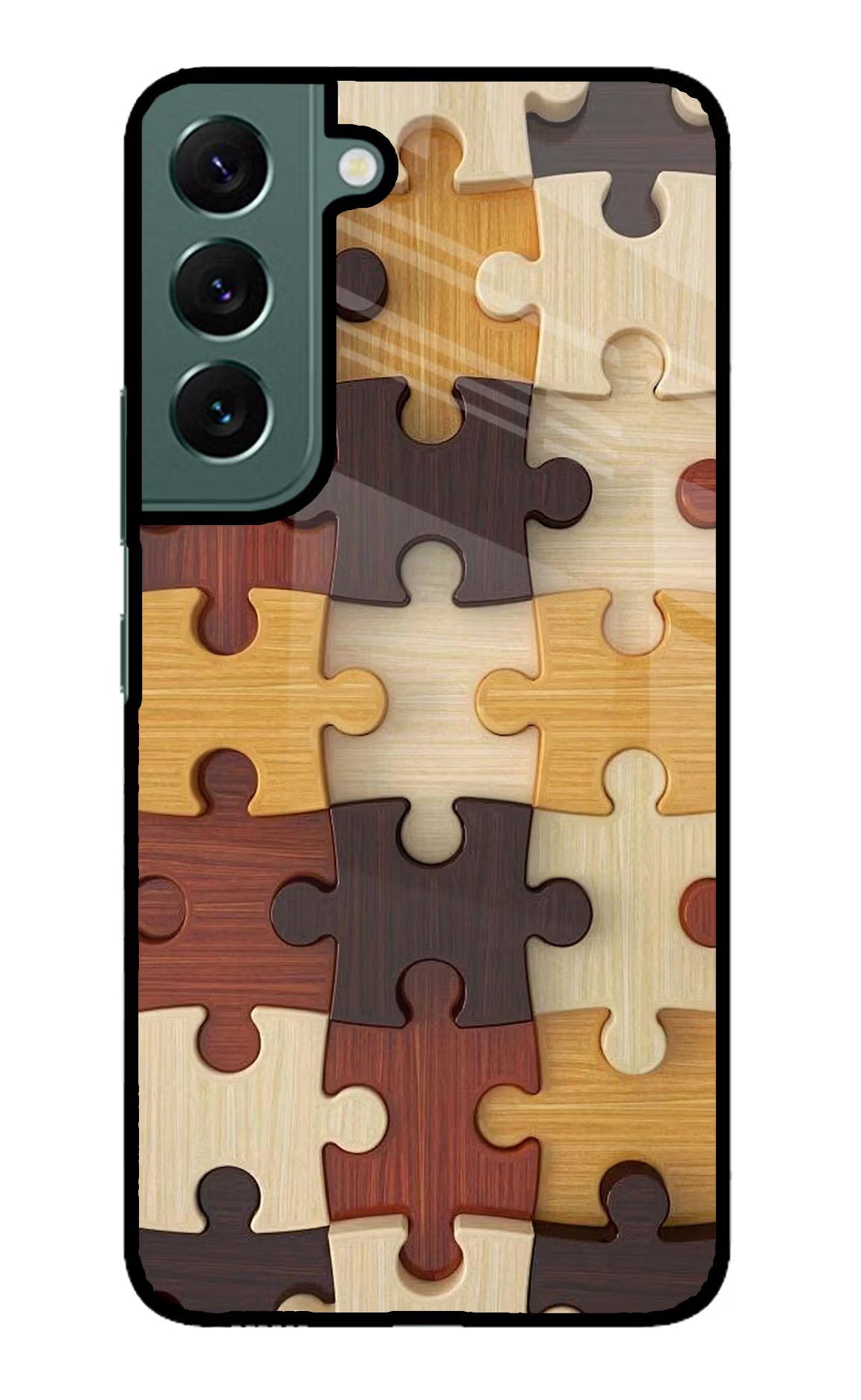 Wooden Puzzle Samsung S22 Plus Glass Case Back Cover by Casekaro