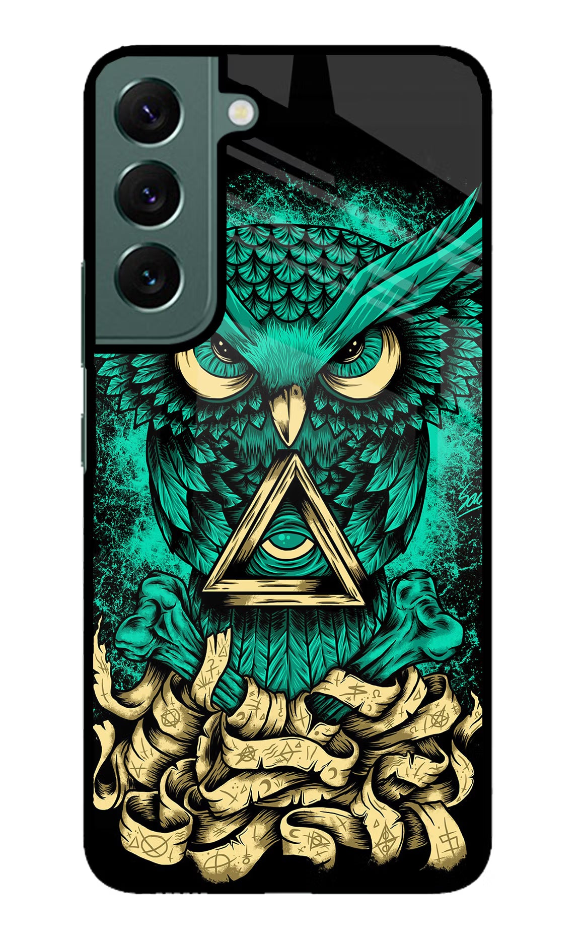 Green Owl Samsung S22 Plus Glass Case Back Cover by Casekaro