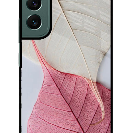White Pink Leaf Samsung S22 Plus Glass Case