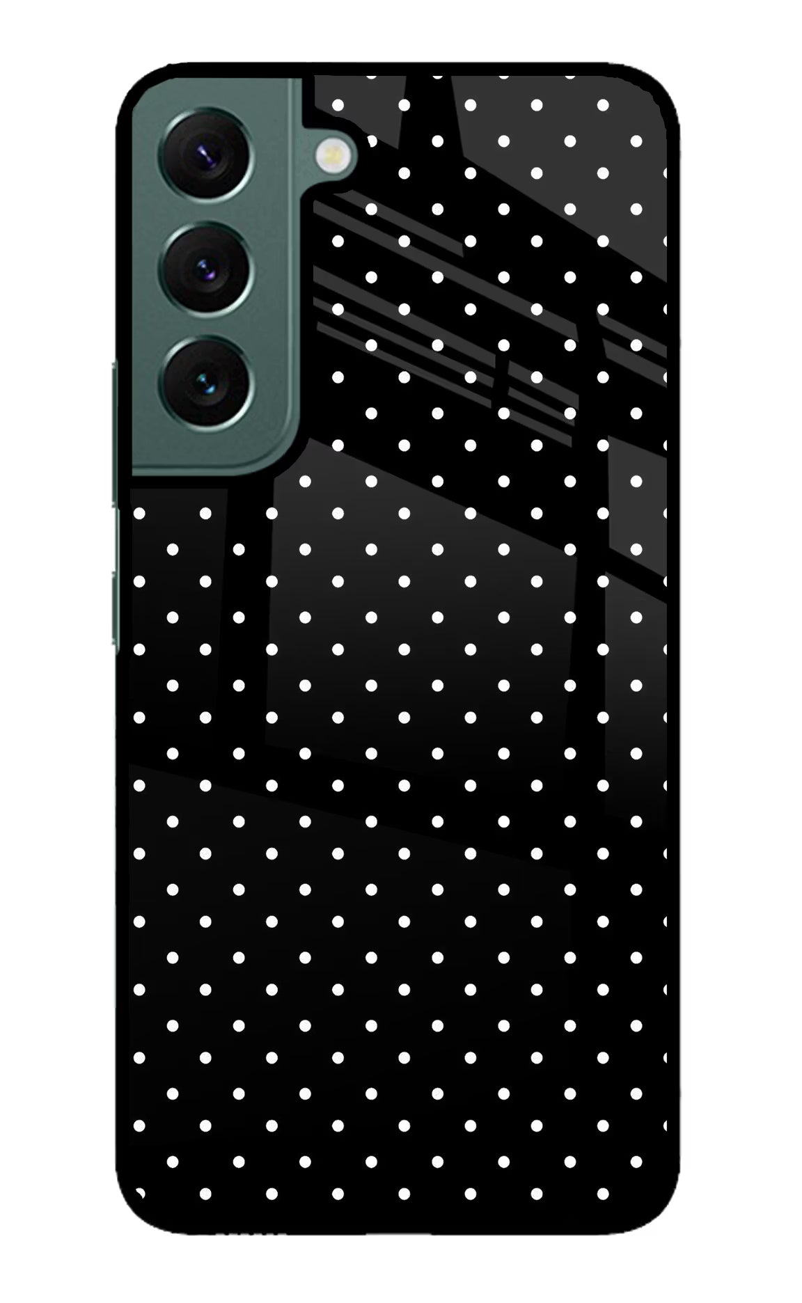 White Dots Samsung S22 Plus Glass Case Back Cover by Casekaro