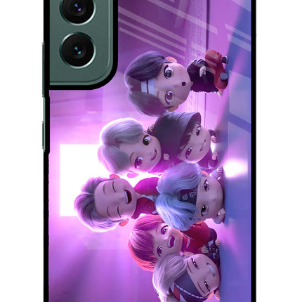 BTS Chibi Samsung S22 Plus Glass Case Back Cover by Casekaro