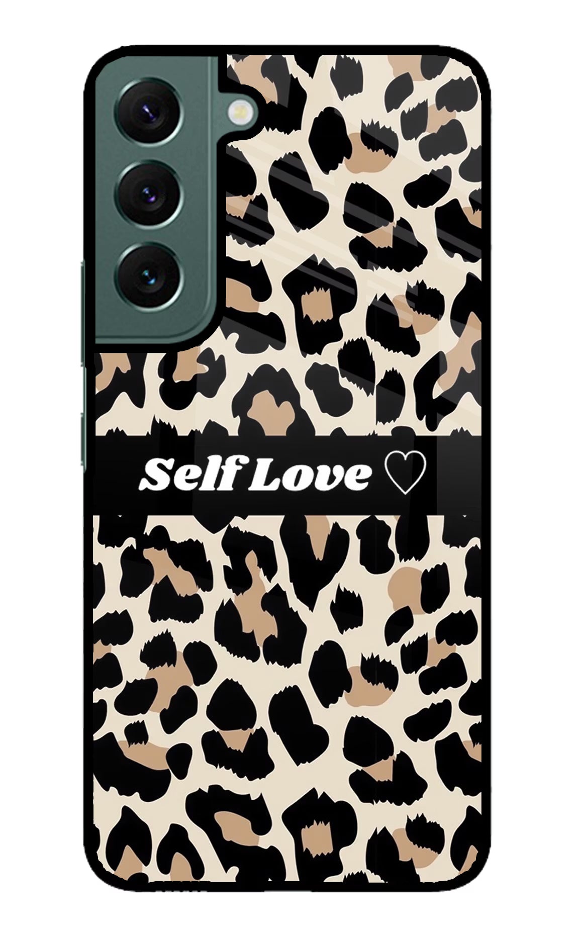 Leopard Print Self Love Samsung S22 Plus Glass Case Back Cover by Casekaro