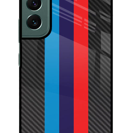 BMW Stripes Pattern Samsung S22 Plus Glass Case Back Cover by Casekaro