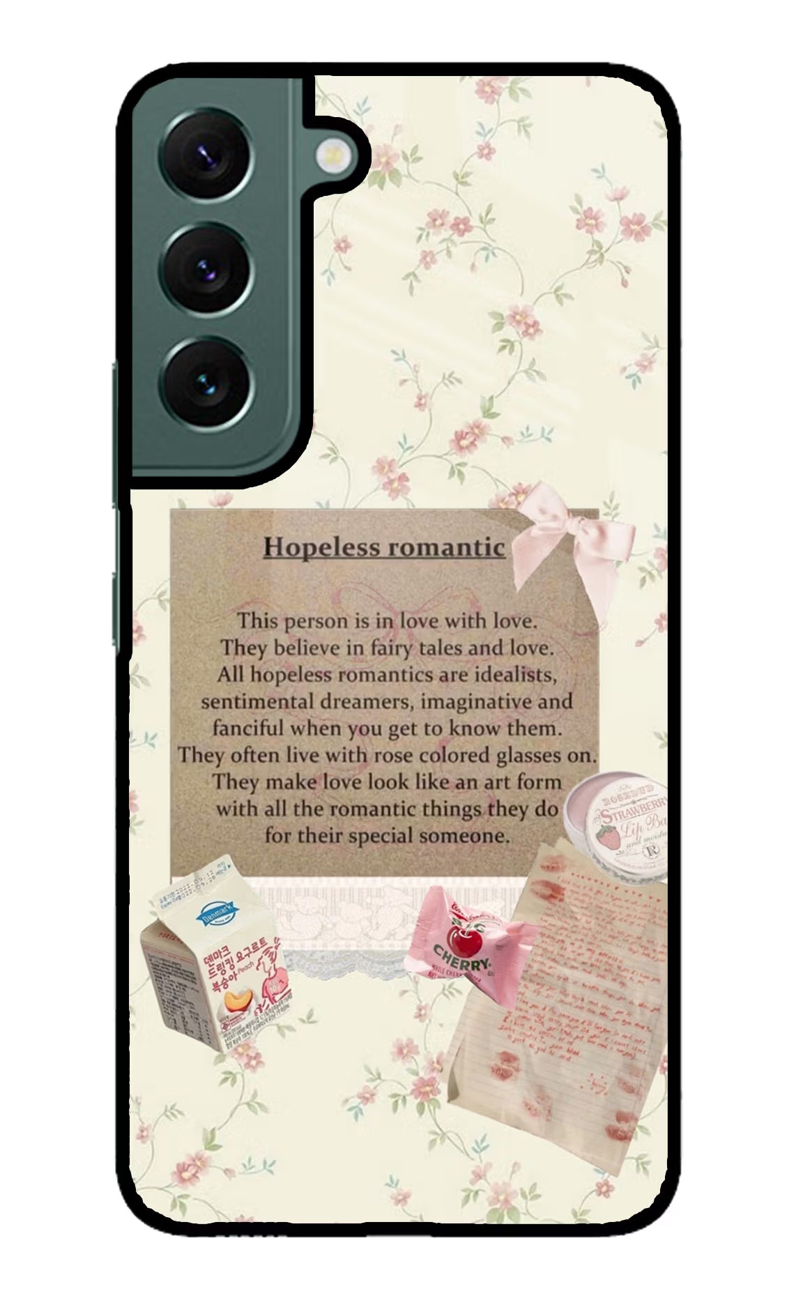 Hopeless Romantic Samsung S22 Plus Glass Case Back Cover by Casekaro