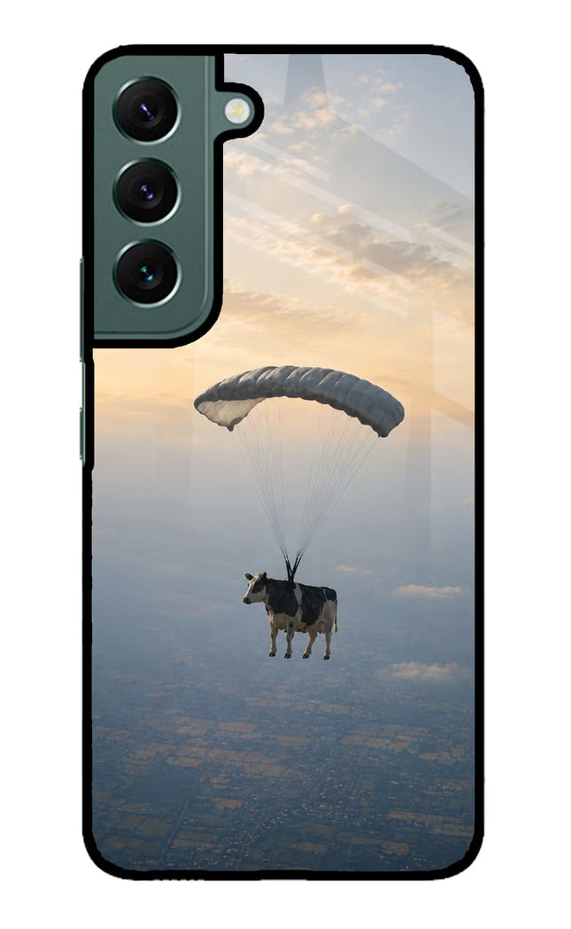 Skydiving Cow Samsung S22 Plus Glass Case