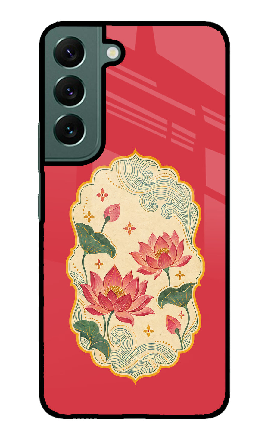 Pink Lotus Samsung S22 Plus Back Cover, Glass case