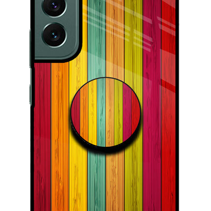 Multicolor Wooden Samsung S22 Plus Glass Case