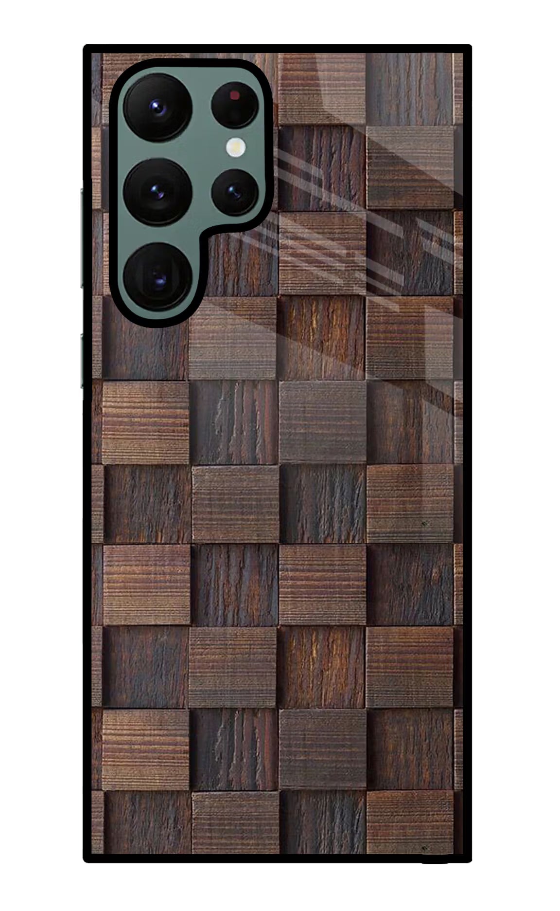 Wooden Cube Design Samsung S22 Ultra Glass Case Back Cover by Casekaro