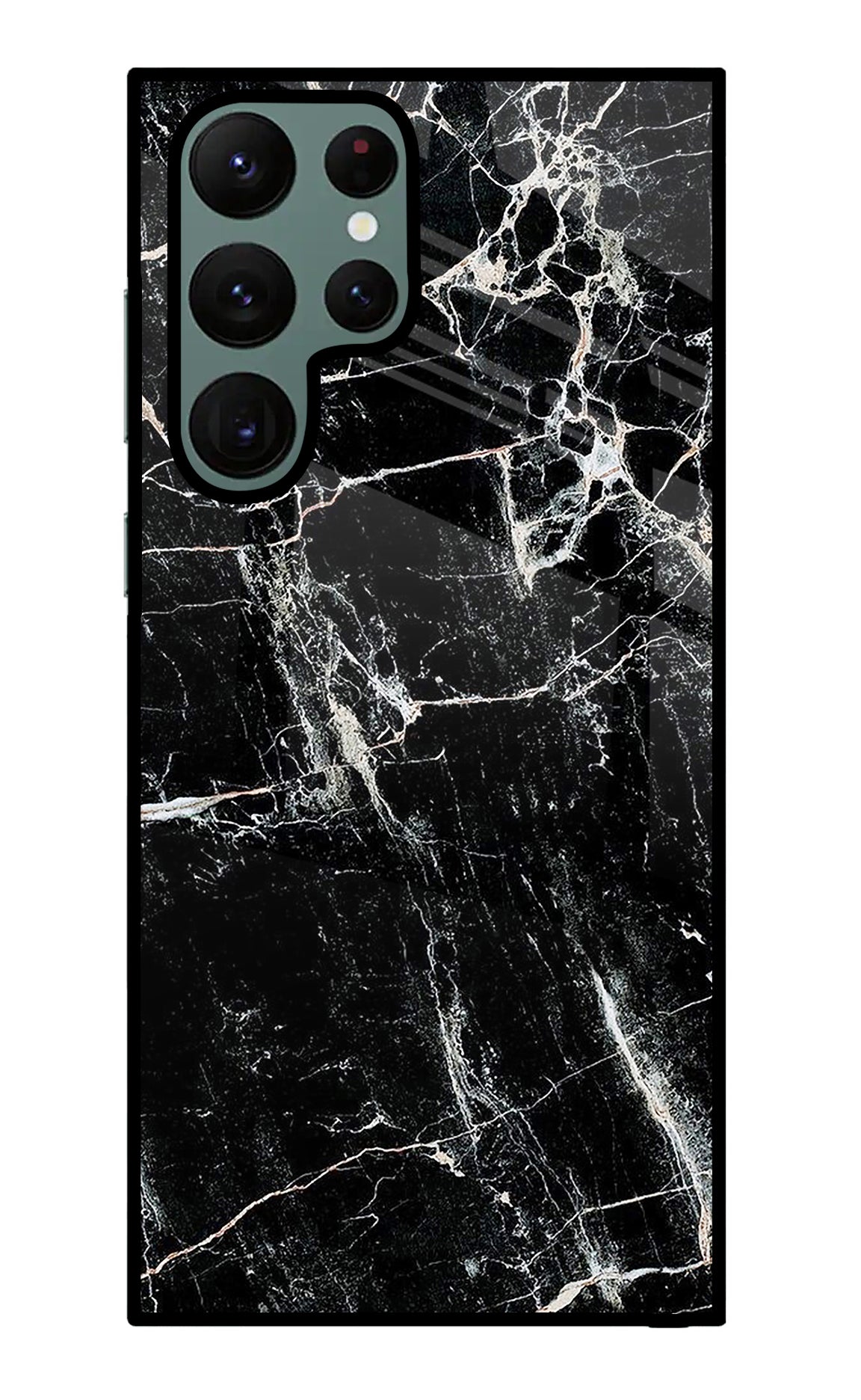 Black Marble Texture Samsung S22 Ultra Glass Case