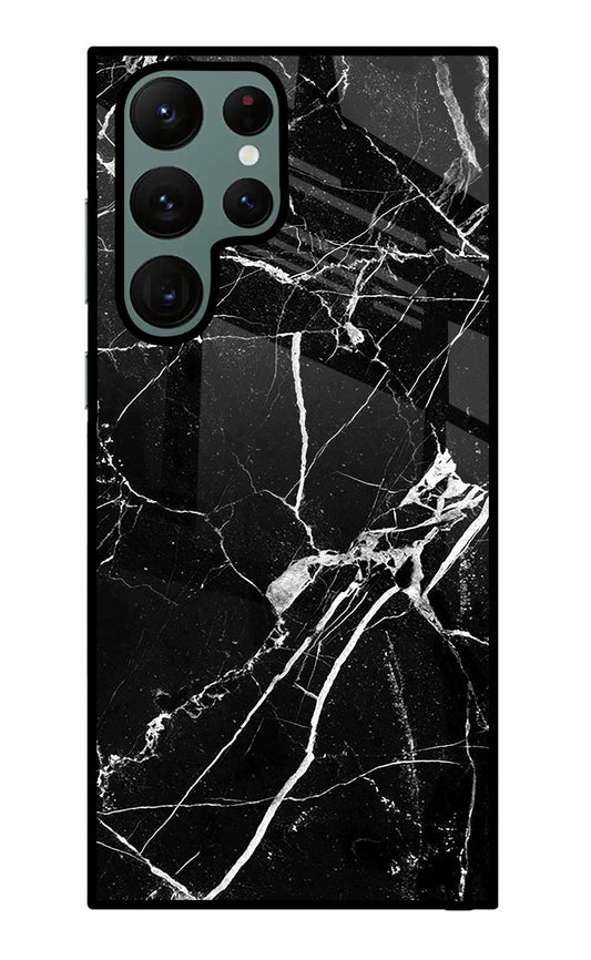 Black Marble Pattern Samsung S22 Ultra Glass Case