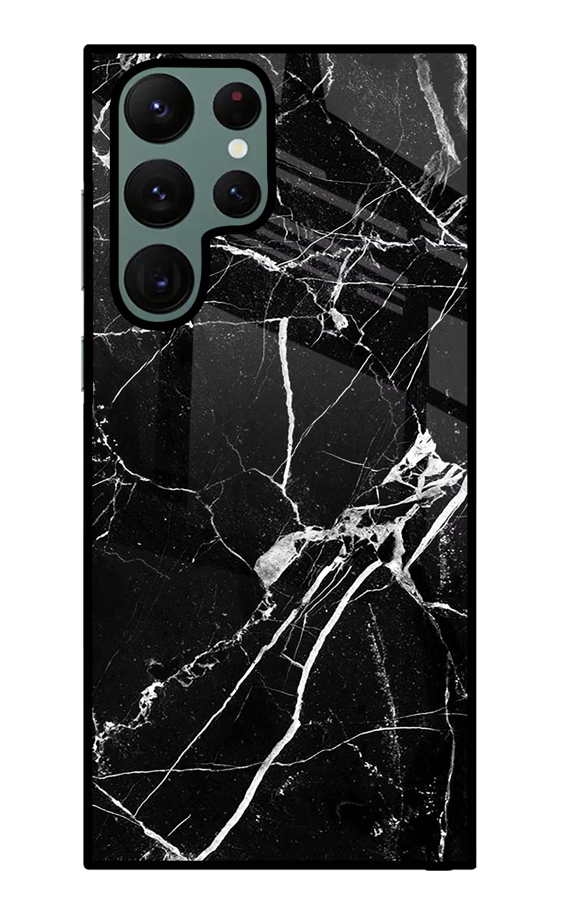 Black Marble Pattern Samsung S22 Ultra Glass Case Back Cover by Casekaro