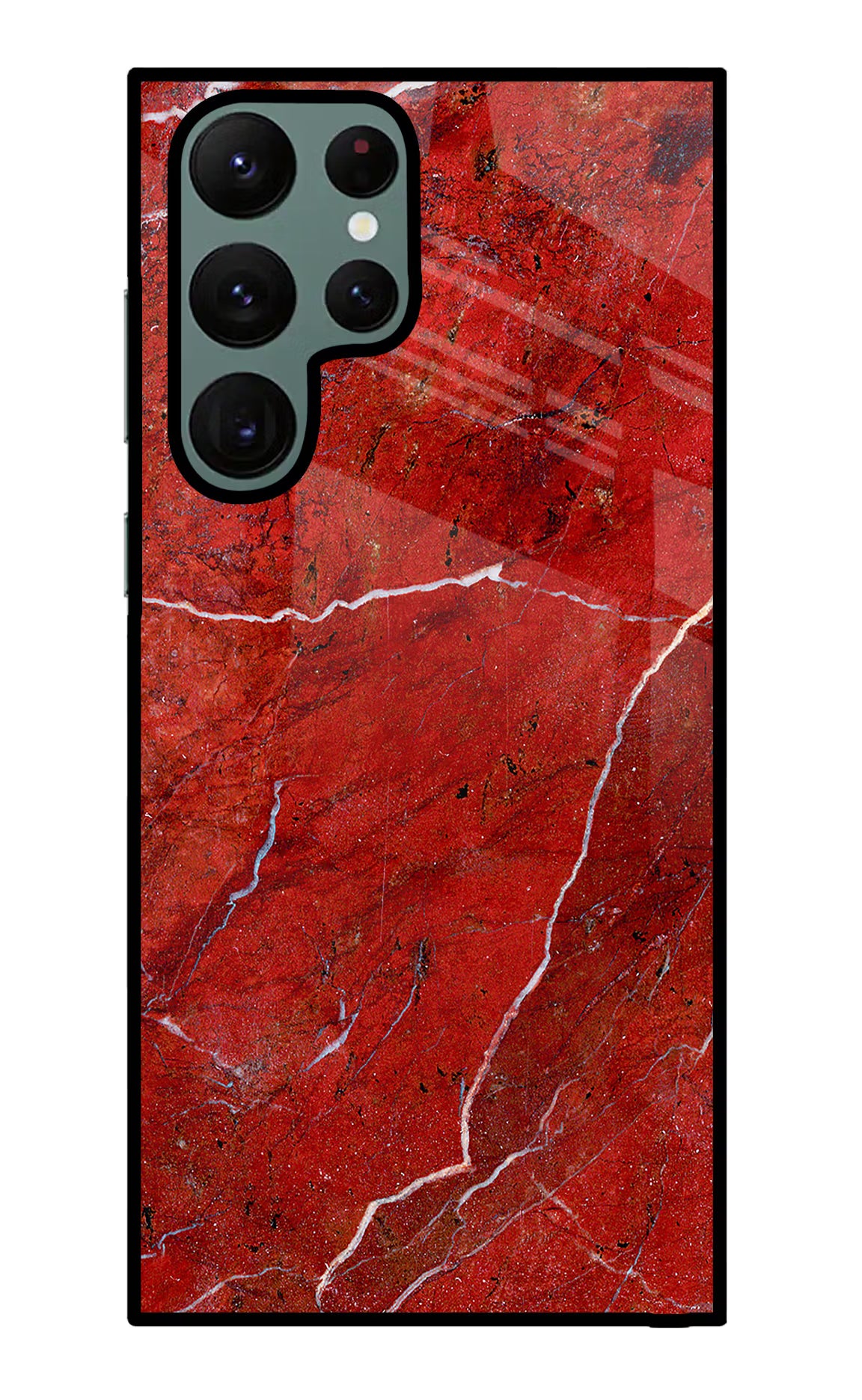 Red Marble Design Samsung S22 Ultra Glass Case Back Cover by Casekaro
