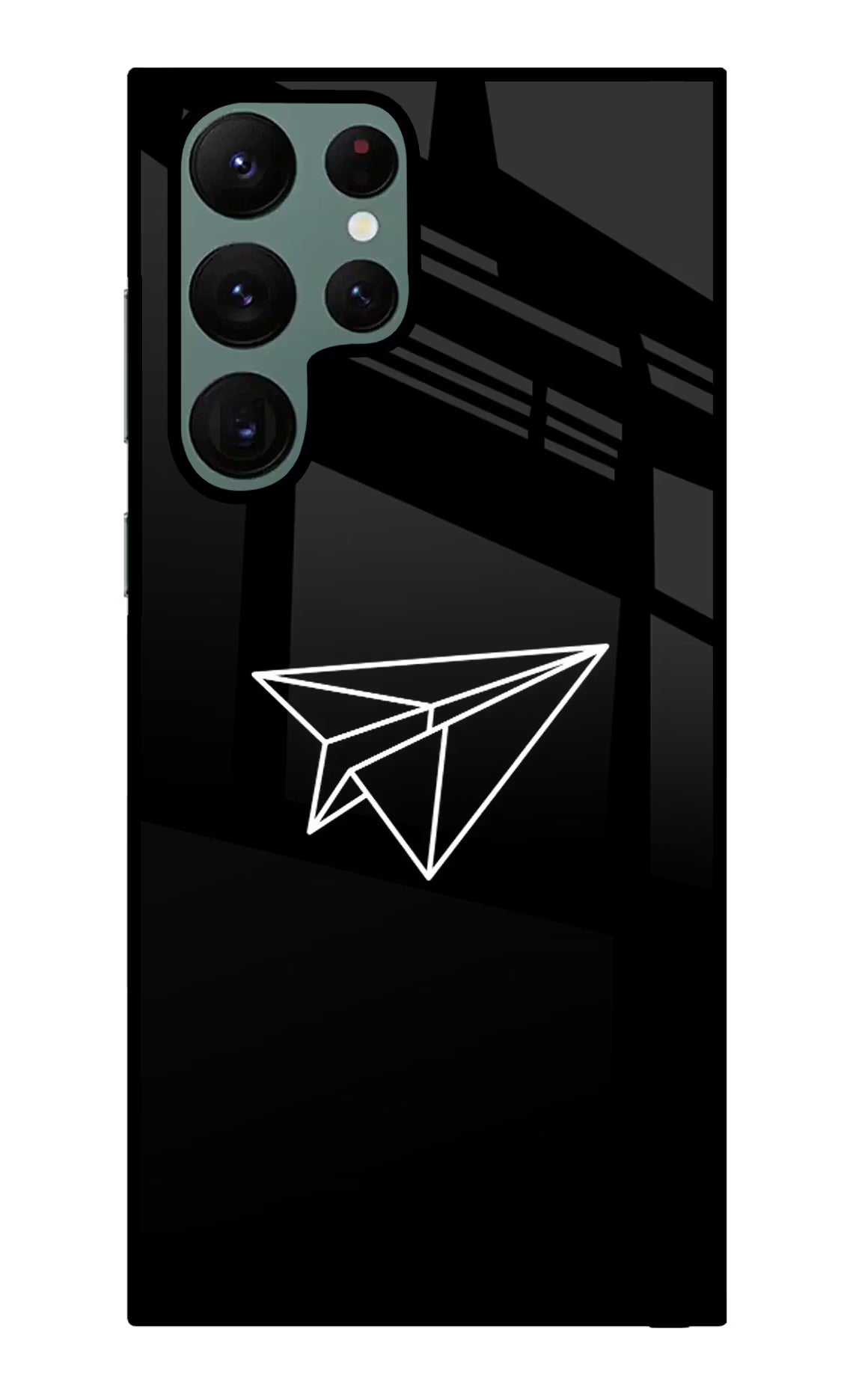 Paper Plane White Samsung S22 Ultra Glass Case Back Cover by Casekaro