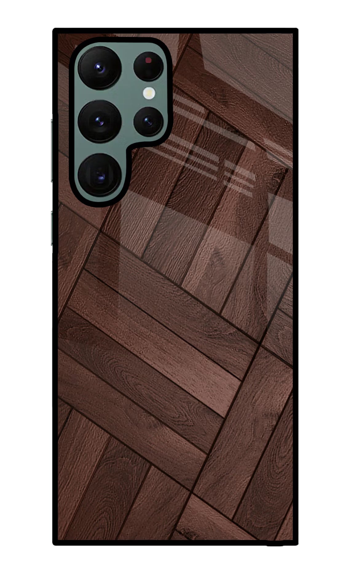 Wooden Texture Design Samsung S22 Ultra Glass Case Back Cover by Casekaro