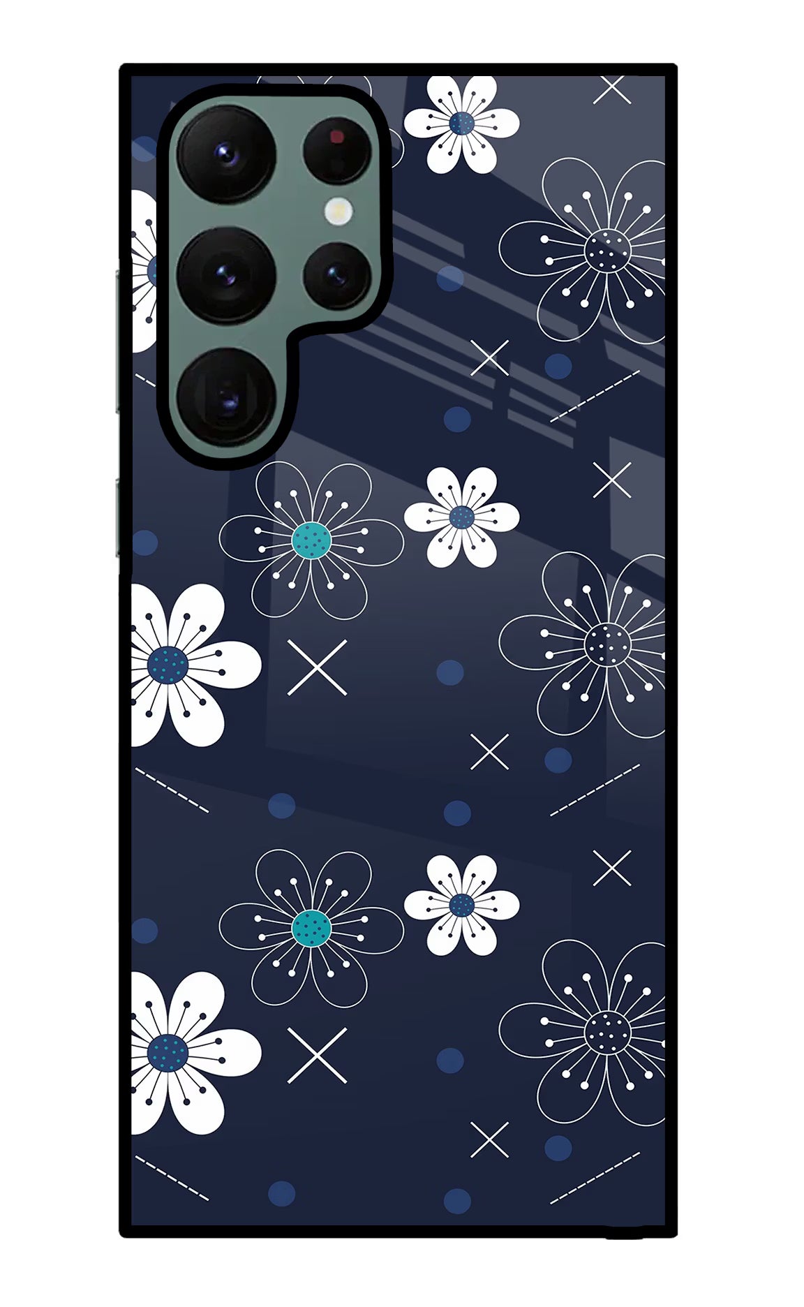 Flowers Samsung S22 Ultra Glass Case Back Cover by Casekaro