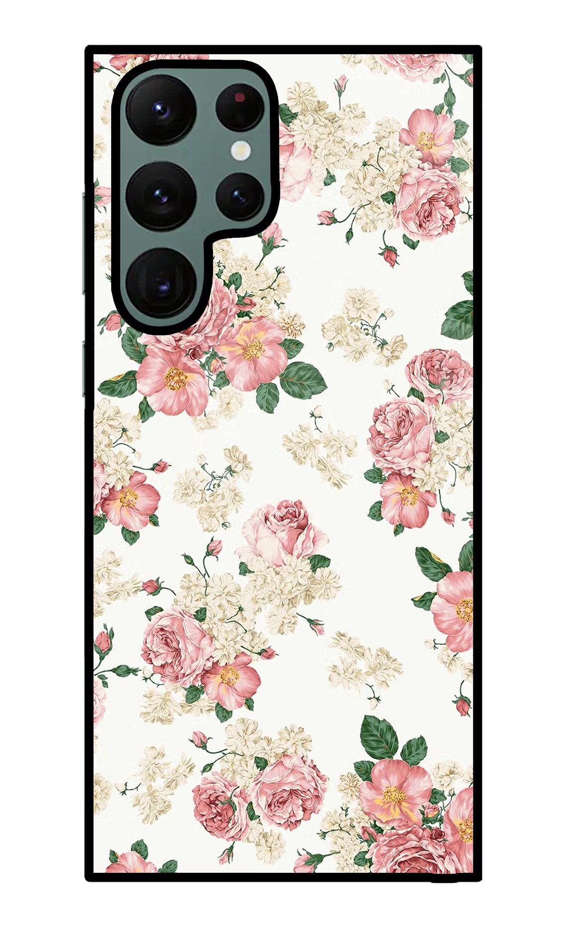 Flowers Samsung S22 Ultra Glass Case Back Cover by Casekaro