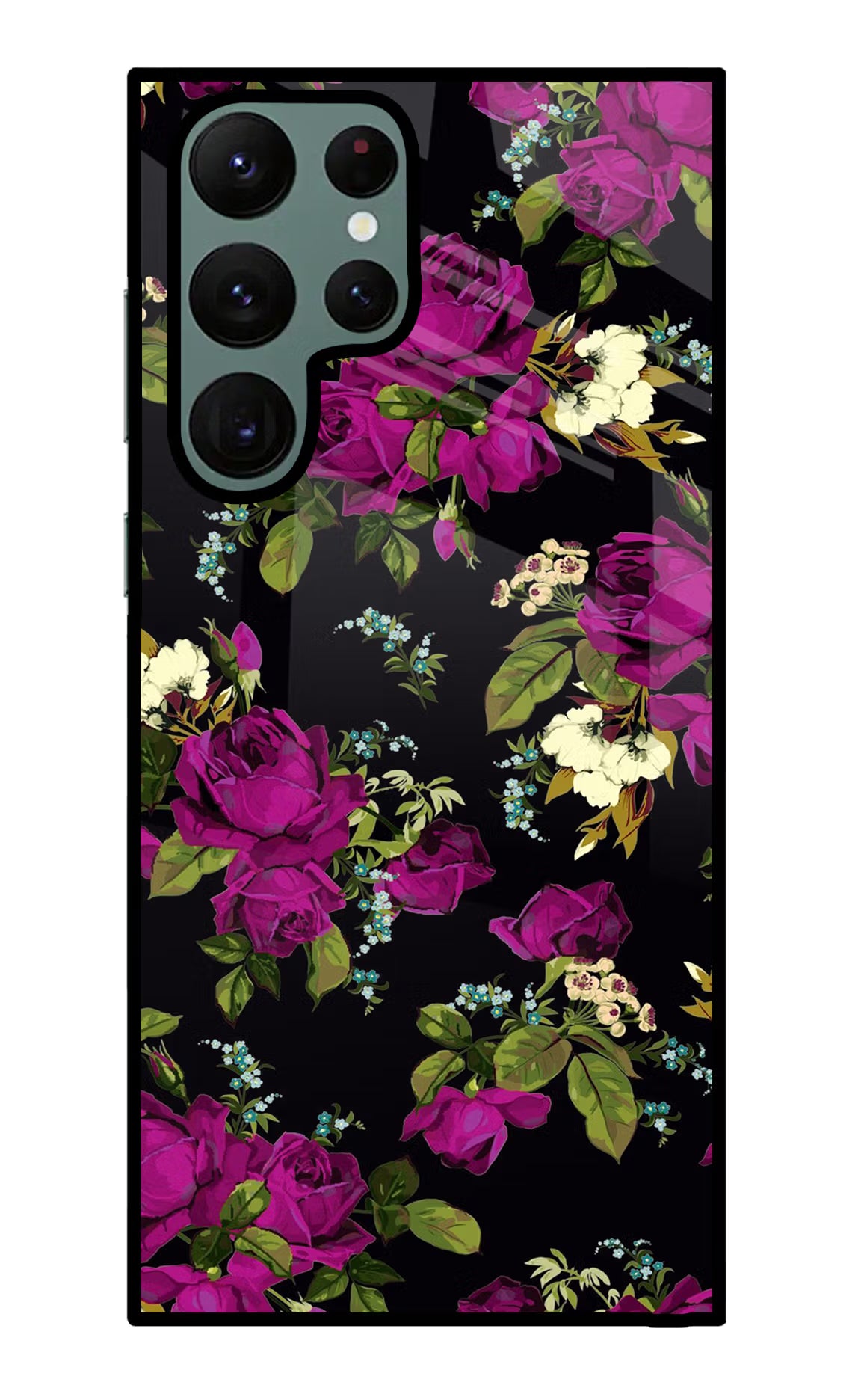 Flowers Samsung S22 Ultra Glass Case Back Cover by Casekaro