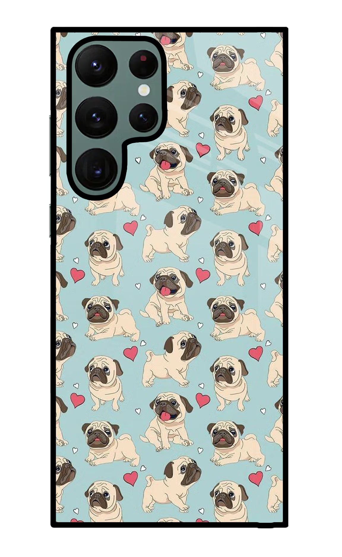 Pug Dog Samsung S22 Ultra Glass Case Back Cover by Casekaro