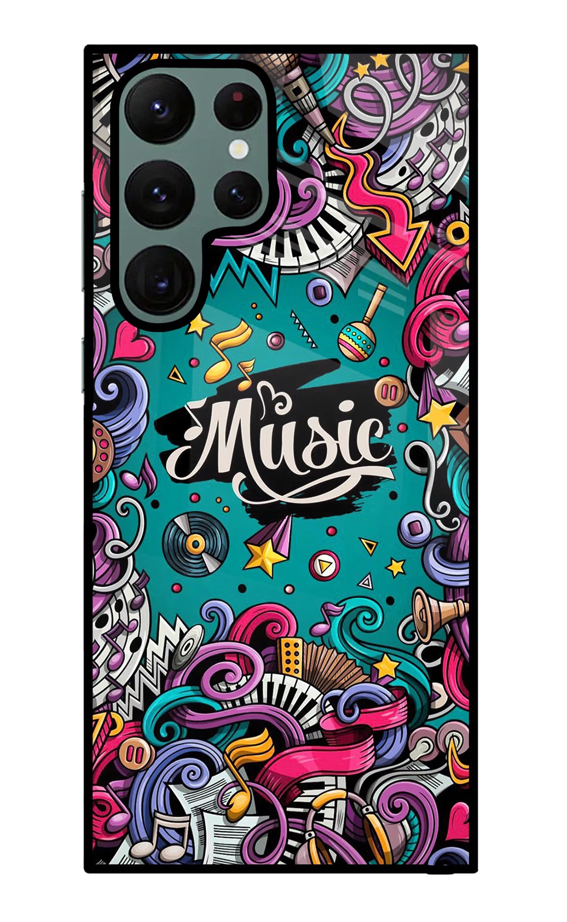 Music Graffiti Samsung S22 Ultra Glass Case Back Cover by Casekaro