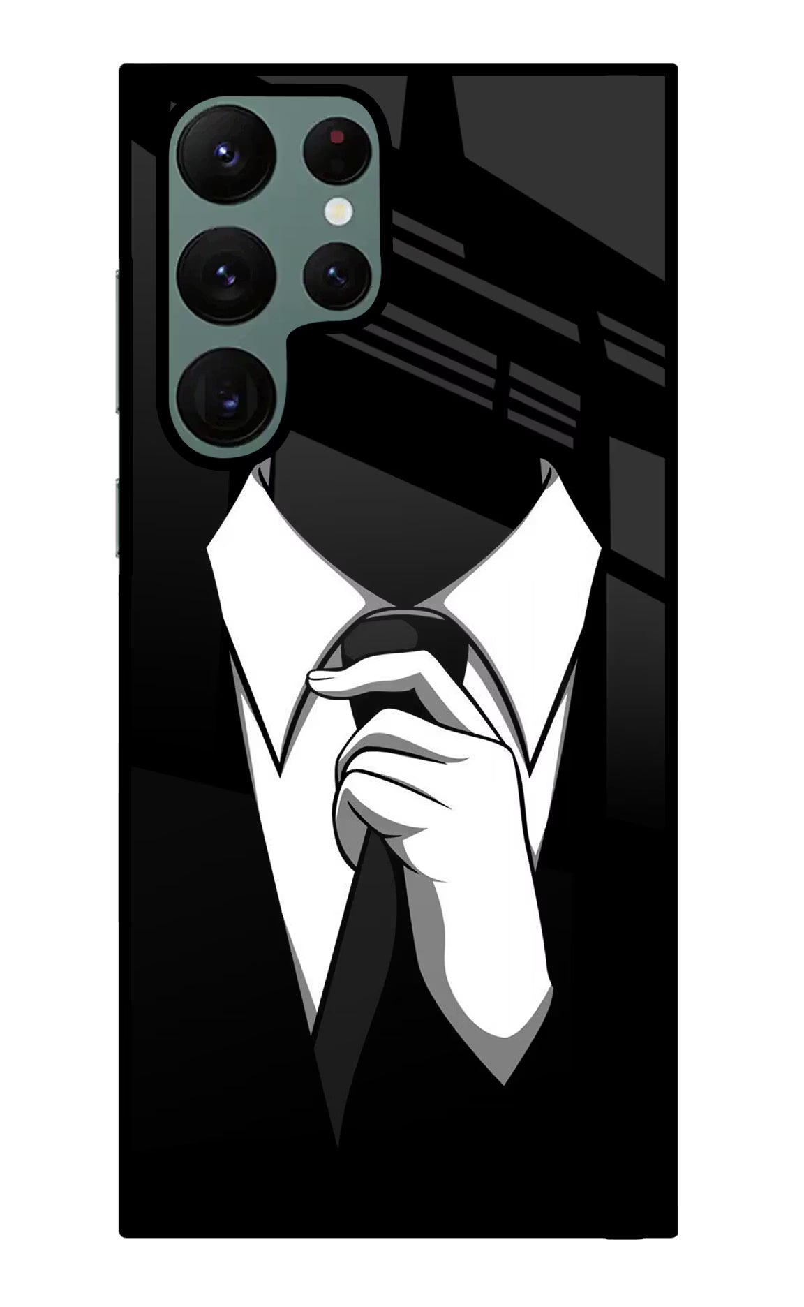 Black Tie Samsung S22 Ultra Glass Case Back Cover by Casekaro