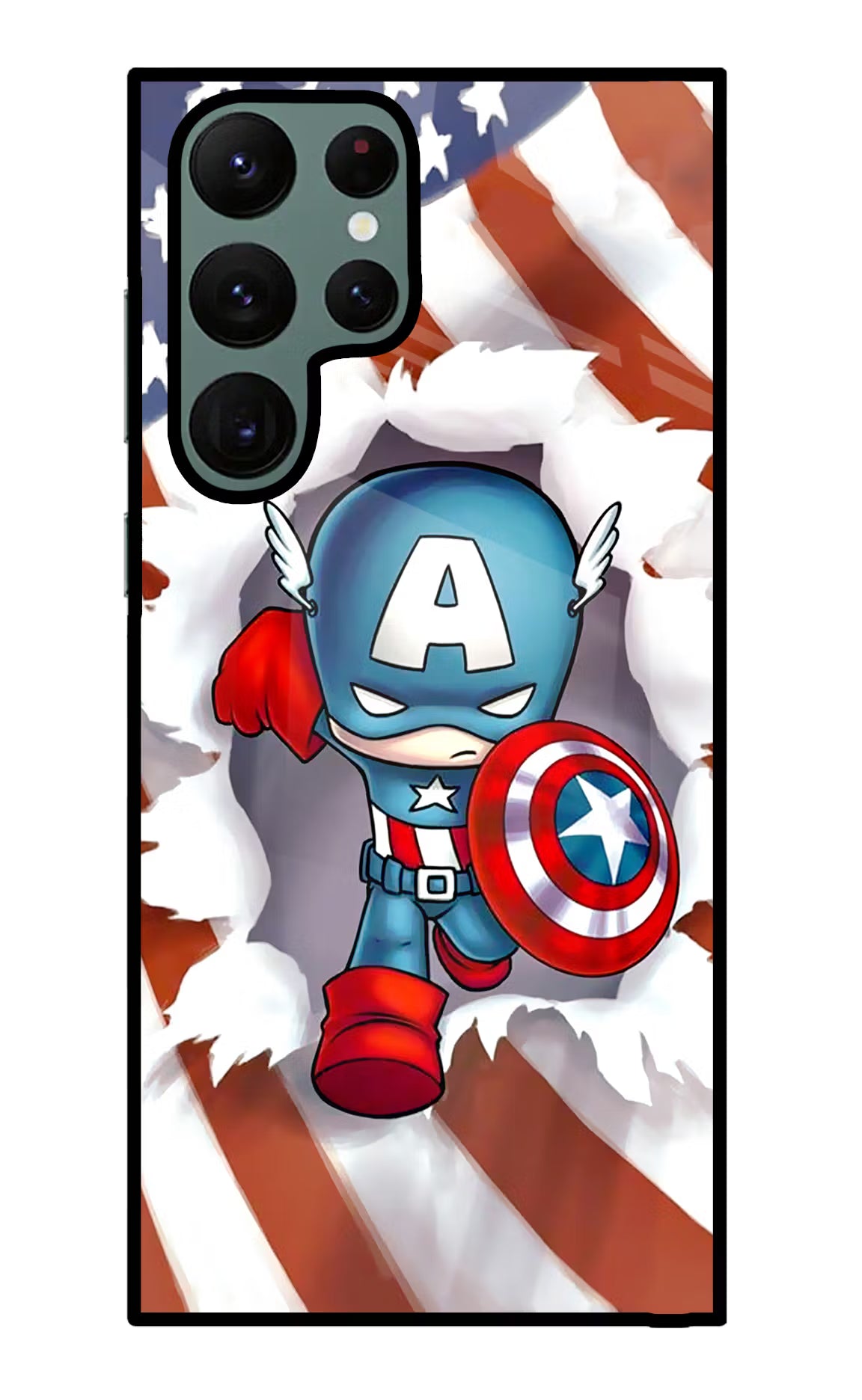 Captain America Samsung S22 Ultra Glass Case Back Cover by Casekaro