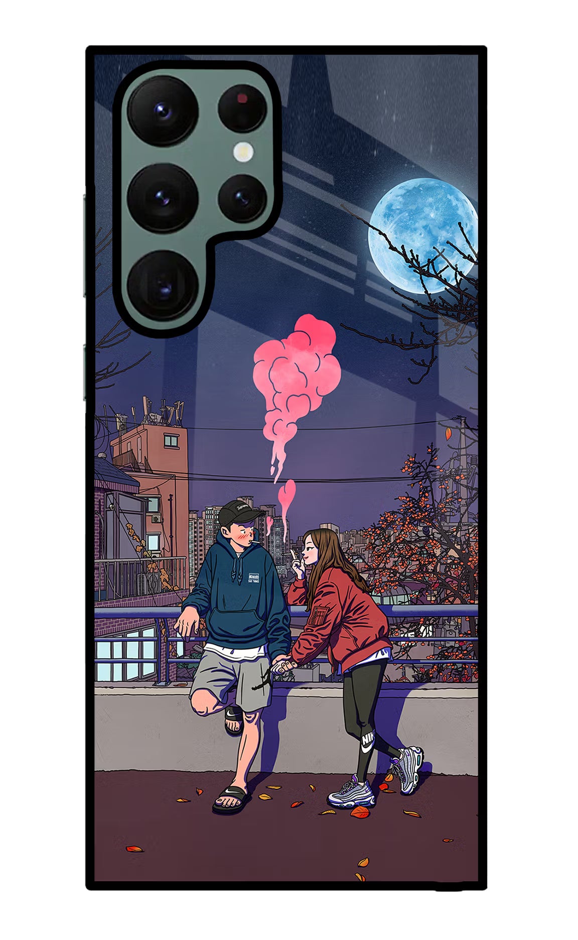 Chilling Couple Samsung S22 Ultra Glass Case Back Cover by Casekaro