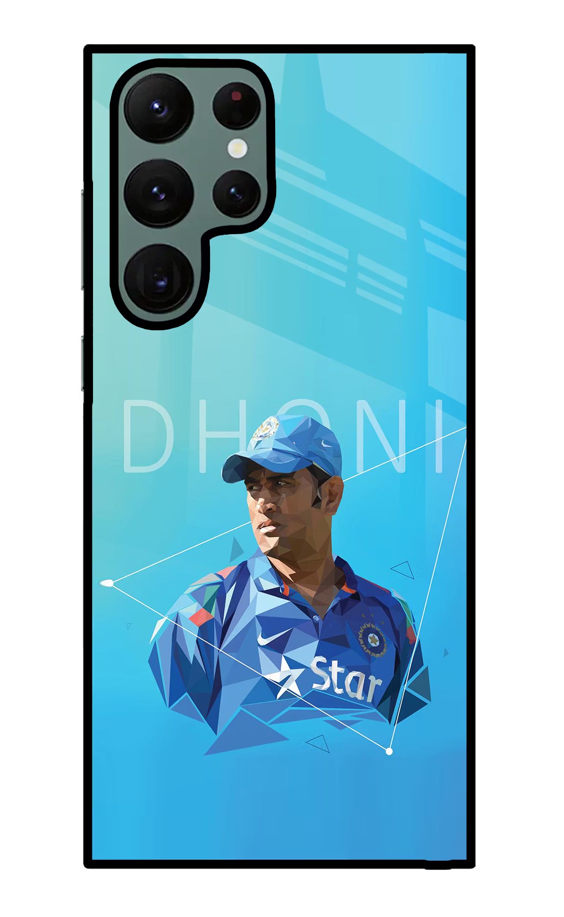 Dhoni Artwork Samsung S22 Ultra Glass Case Back Cover by Casekaro