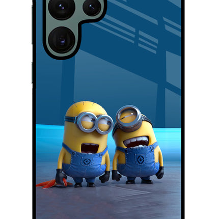 Minion Laughing Samsung S22 Ultra Glass Case Back Cover by Casekaro