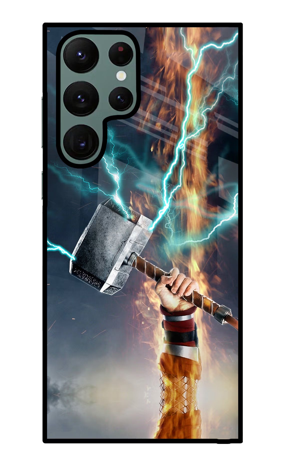Thor Hammer Mjolnir Samsung S22 Ultra Glass Case Back Cover by Casekaro
