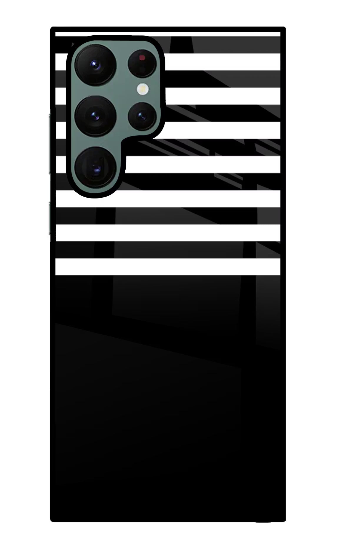 Black and White Print Samsung S22 Ultra Glass Case Back Cover by Casekaro