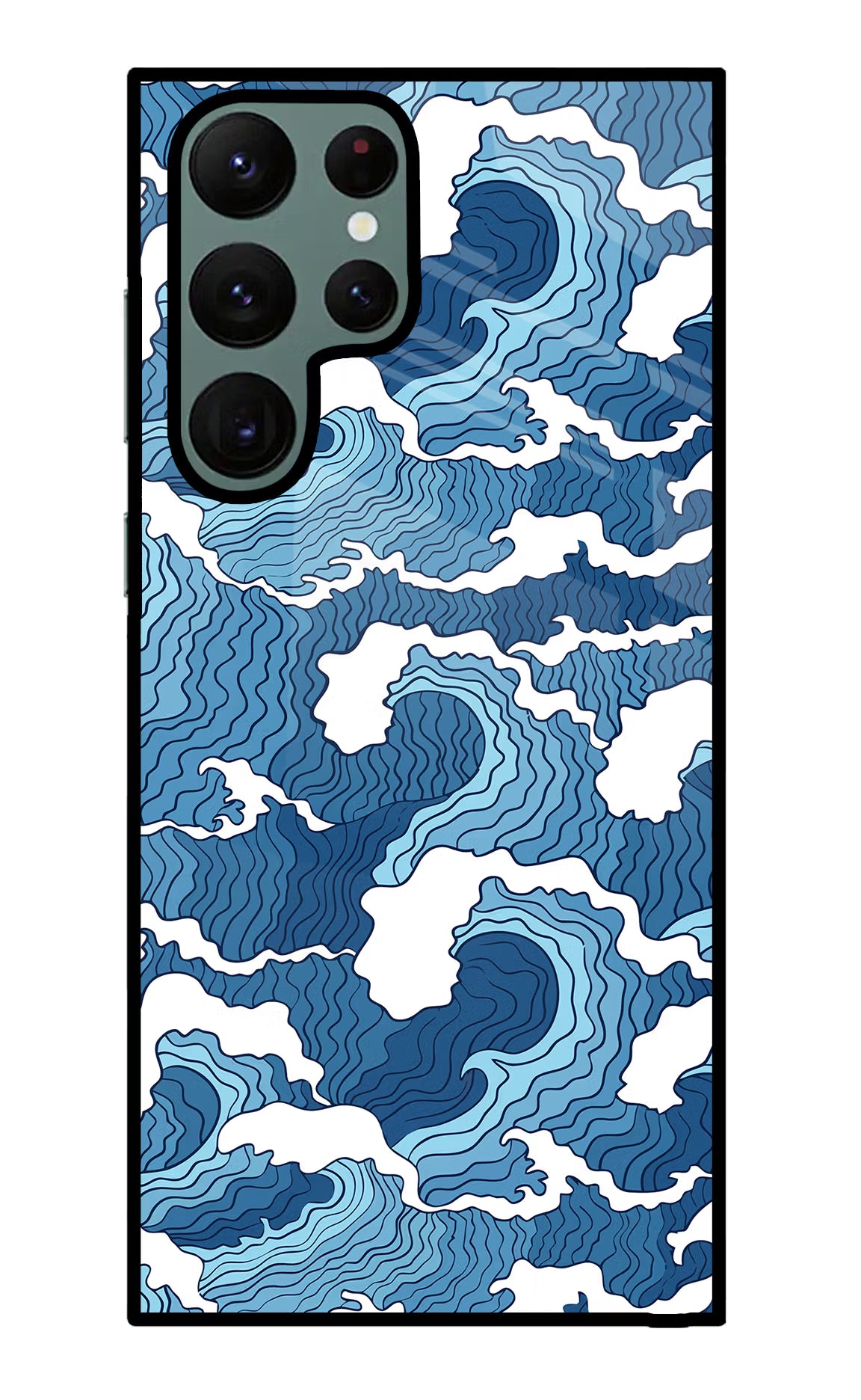 Blue Waves Samsung S22 Ultra Glass Case Back Cover by Casekaro
