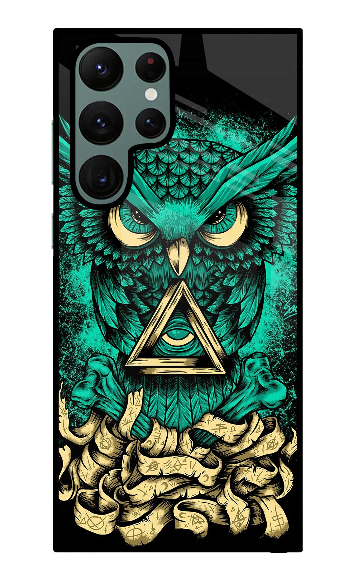 Green Owl Samsung S22 Ultra Glass Case