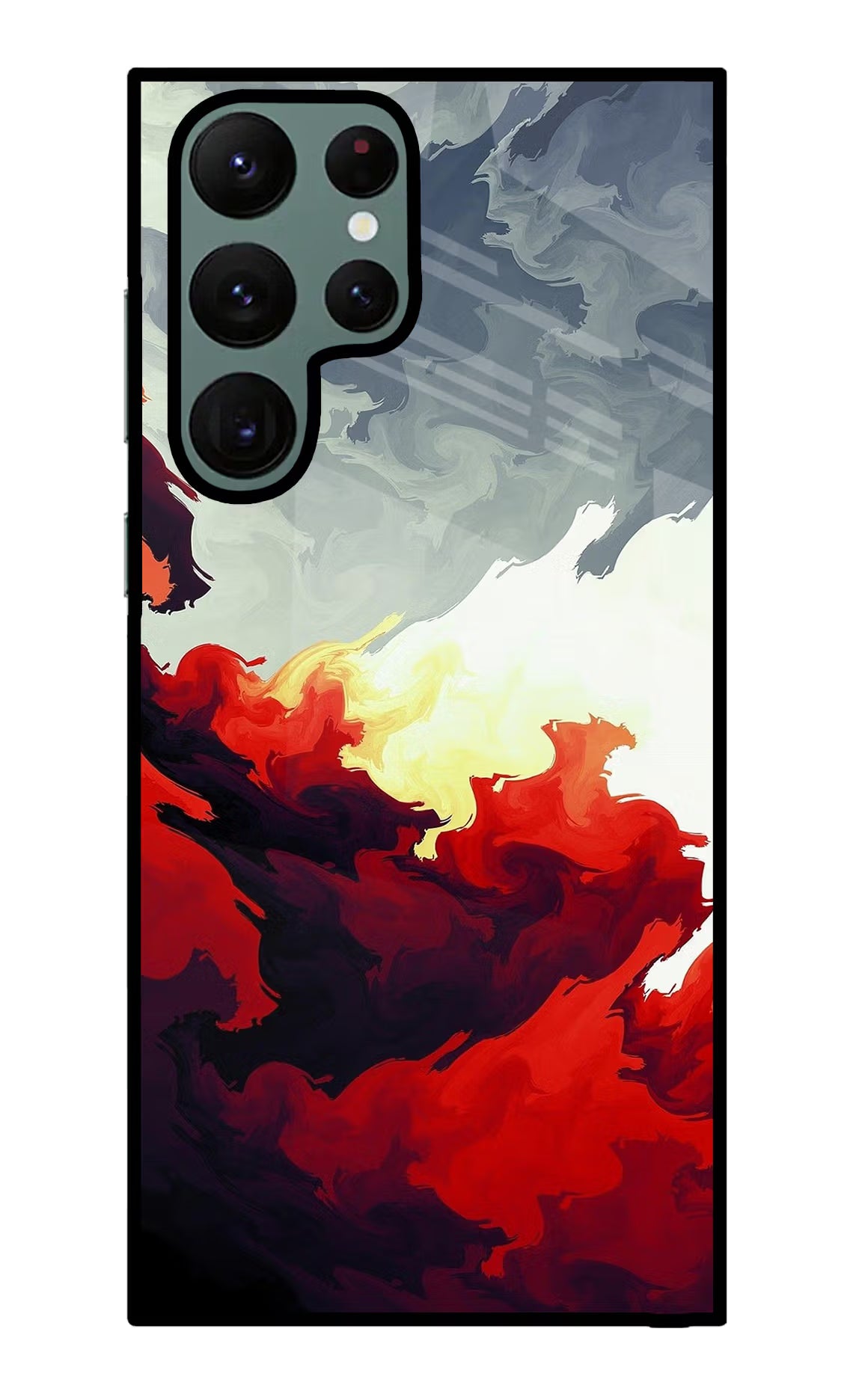Fire Cloud Samsung S22 Ultra Glass Case Back Cover by Casekaro