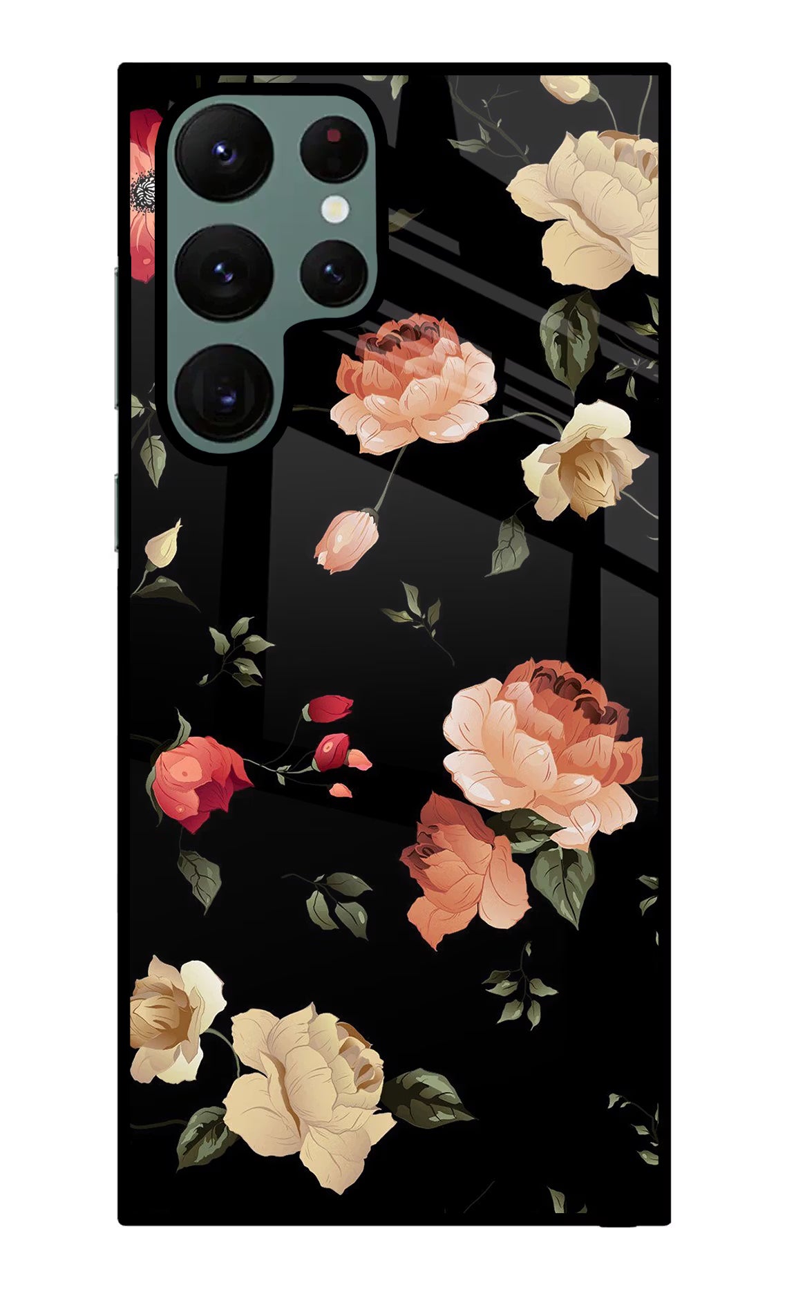 Flowers Samsung S22 Ultra Glass Case Back Cover by Casekaro