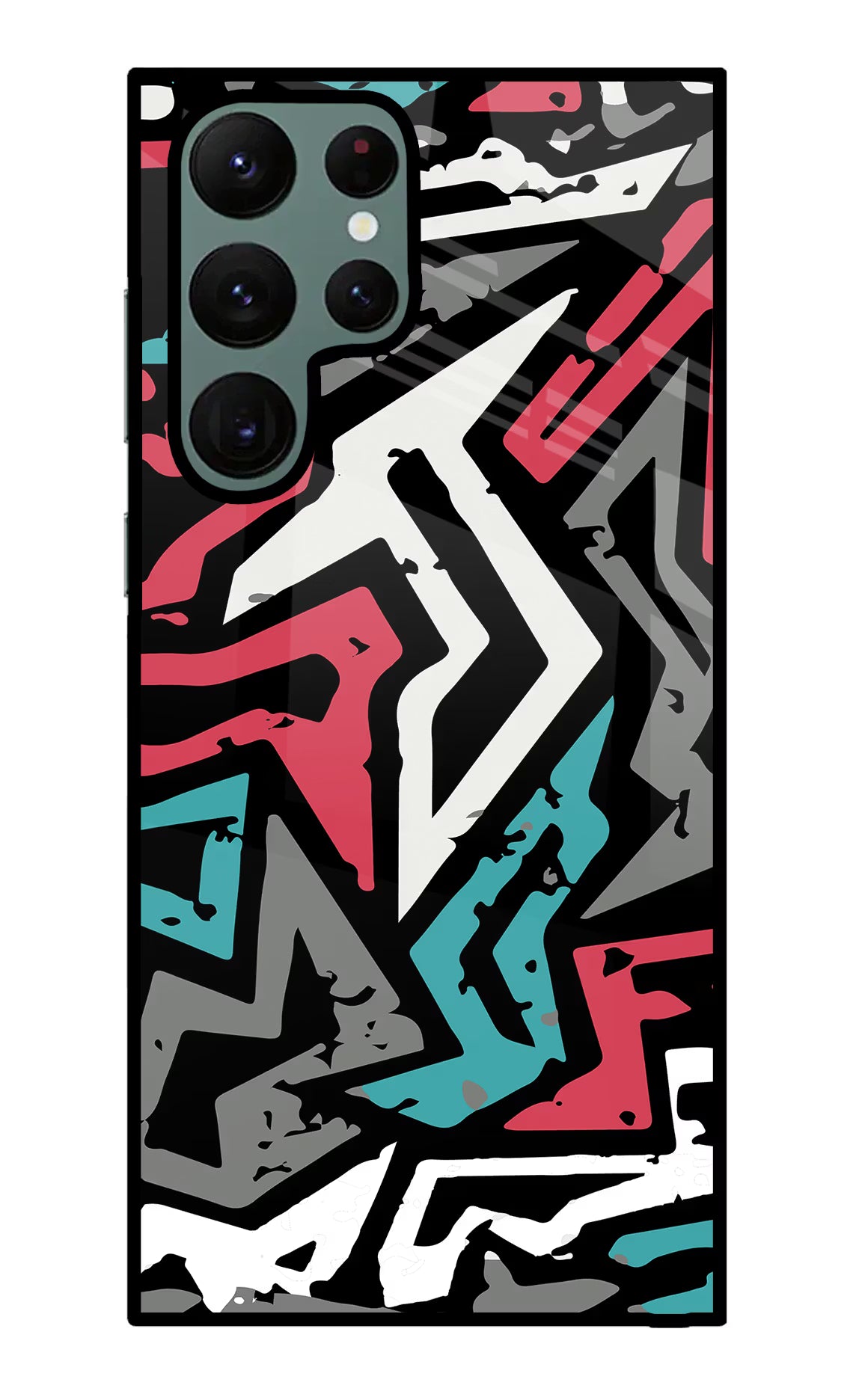 Geometric Graffiti Samsung S22 Ultra Glass Case Back Cover by Casekaro